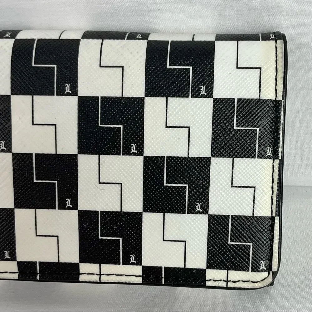 LAMB Black & White Checkerboard Wallet Y2K Signature Zip Around vintage